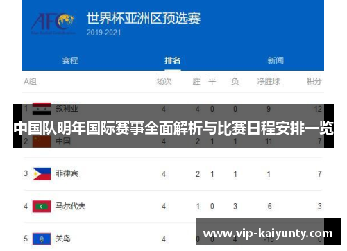 中国队明年国际赛事全面解析与比赛日程安排一览